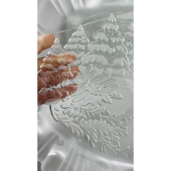 Mikasa Winter Dreams Frosted Canape Tray 17 3/4” Serving Thick Plate Vintage - Picture 8 of 16